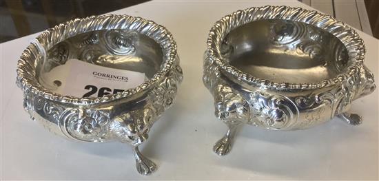 Pair of George II silver bun salts, 9 oz.(-)